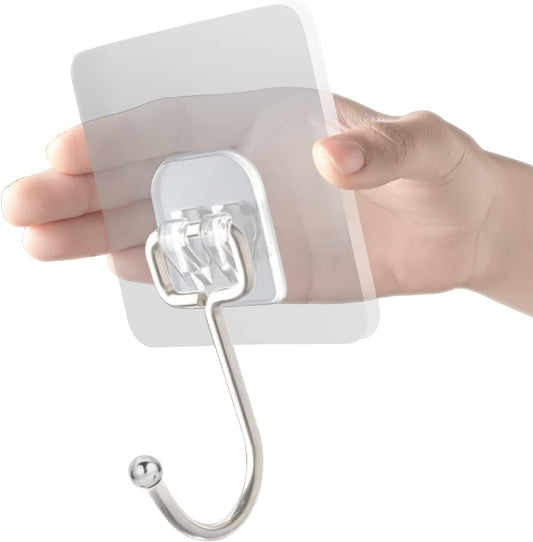 EKE 32 Pack of Large Sticky Hook Wall Hooks with 40Ib Load Capacity (max) for Hanging Stainless Steel Towels and Coats, Suitable for Kitchens, bathrooms, Homes and Offices (32).