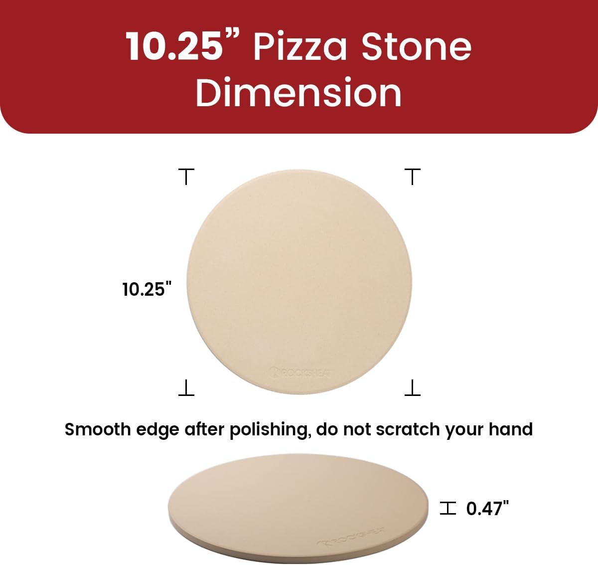 K ROCKSHEAT 10.25 Inch Pizza Stone for Grill, Small Bread Baking Stone for Oven, Cordierite Pizza Grilling Stone 10.25" Round