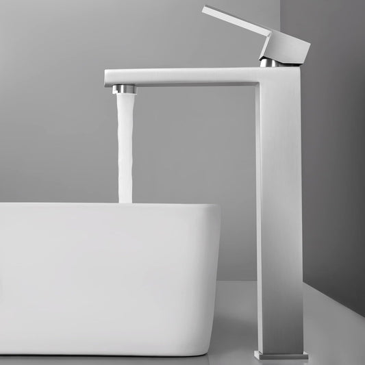 KES Tall Bathroom Faucet Vessel Sink Faucet Single Hole, Brushed Stainless Steel Faucet, cUPC NSF Certified, L3156BLFF12-BS