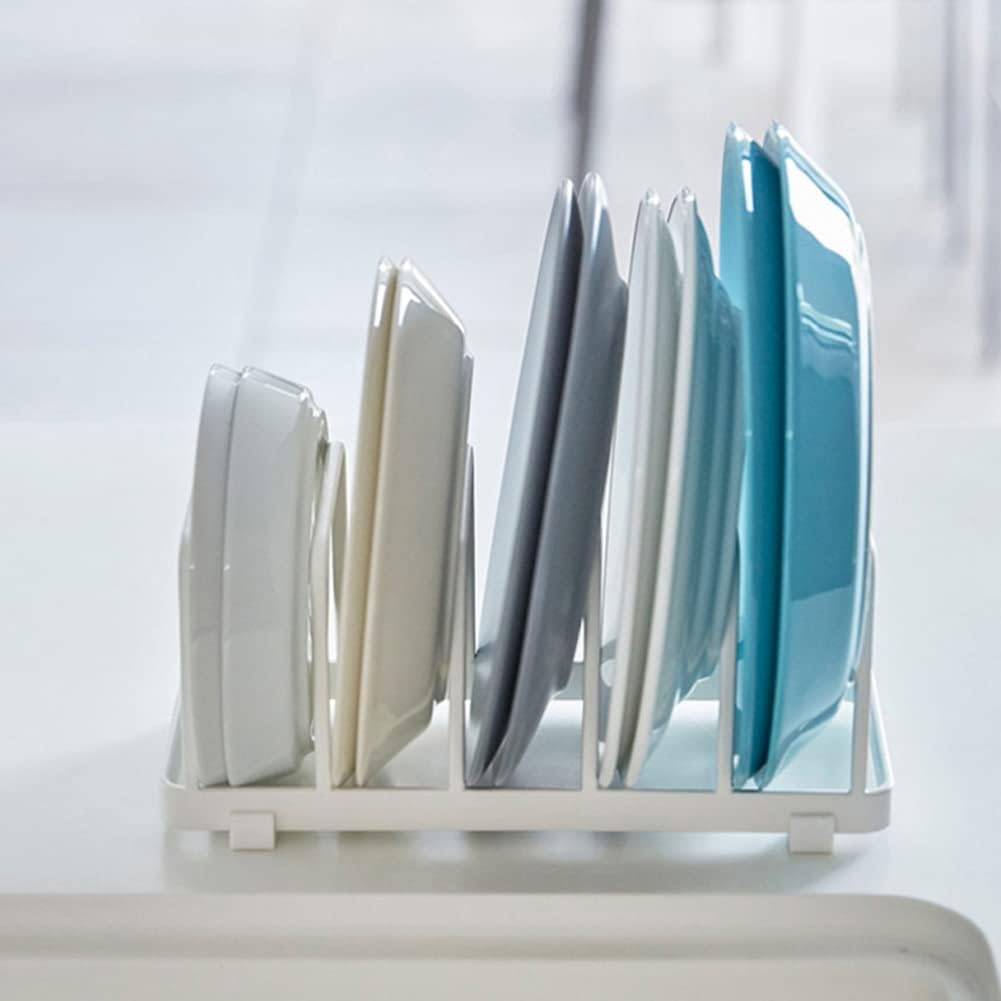 2 Pack Plate Home Accented Storage Rack, Plate Holders Organizer, Metal Dish Storage Dying Display Rack for Cabinet, Counter and Cupboard, White