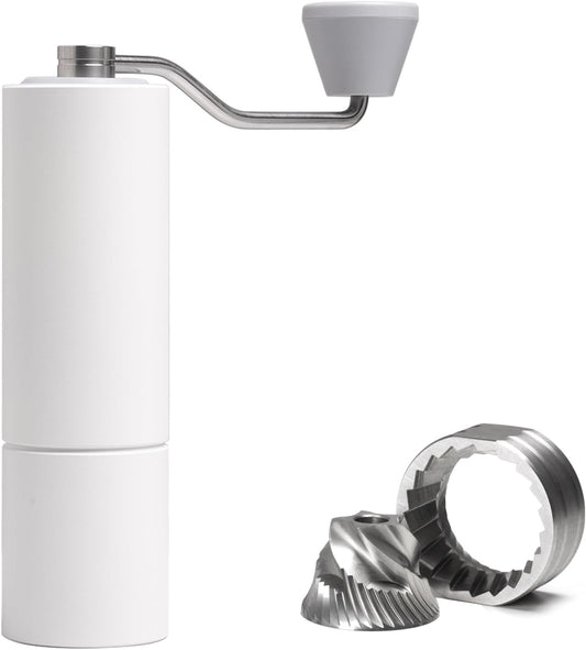 TIMEMORE Manual Coffee Grinder Foldable Hand Coffee Grinder Stainless Steel Conical Burr Chestnut C2 MAX Internal Adjustable Setting Capacity 30g French Press Coffee for Travel, Camping, Home White