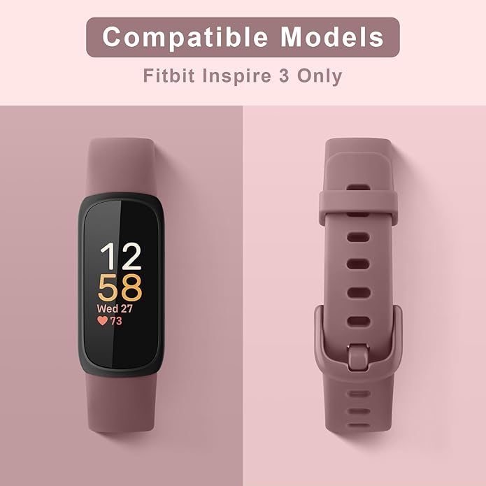3 Pack Bands Compatible with Fitbit Inspire 3 Bands, Soft Silicone Adjustable Wristband Replacement Sport Straps Compatible with Fitbit Inspire 3 Fitness Tracker