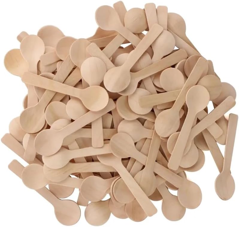 1000 Pcs mini wooden spoons 4-inch length,natural birch wood biodegradable utensils cutlery,mini wooden spoons for home or outdoor party., Wood color