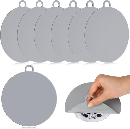 Yinkin 6 Pcs Drain Covers to Keep Bugs Out Silicone Shower Floor Tub Stoppers Bathtub Drain Stoppers Sewer Anti-Odor Mats Deodorizing Plugs for Bathroom(6 x 6 Inch,Round,Grey)