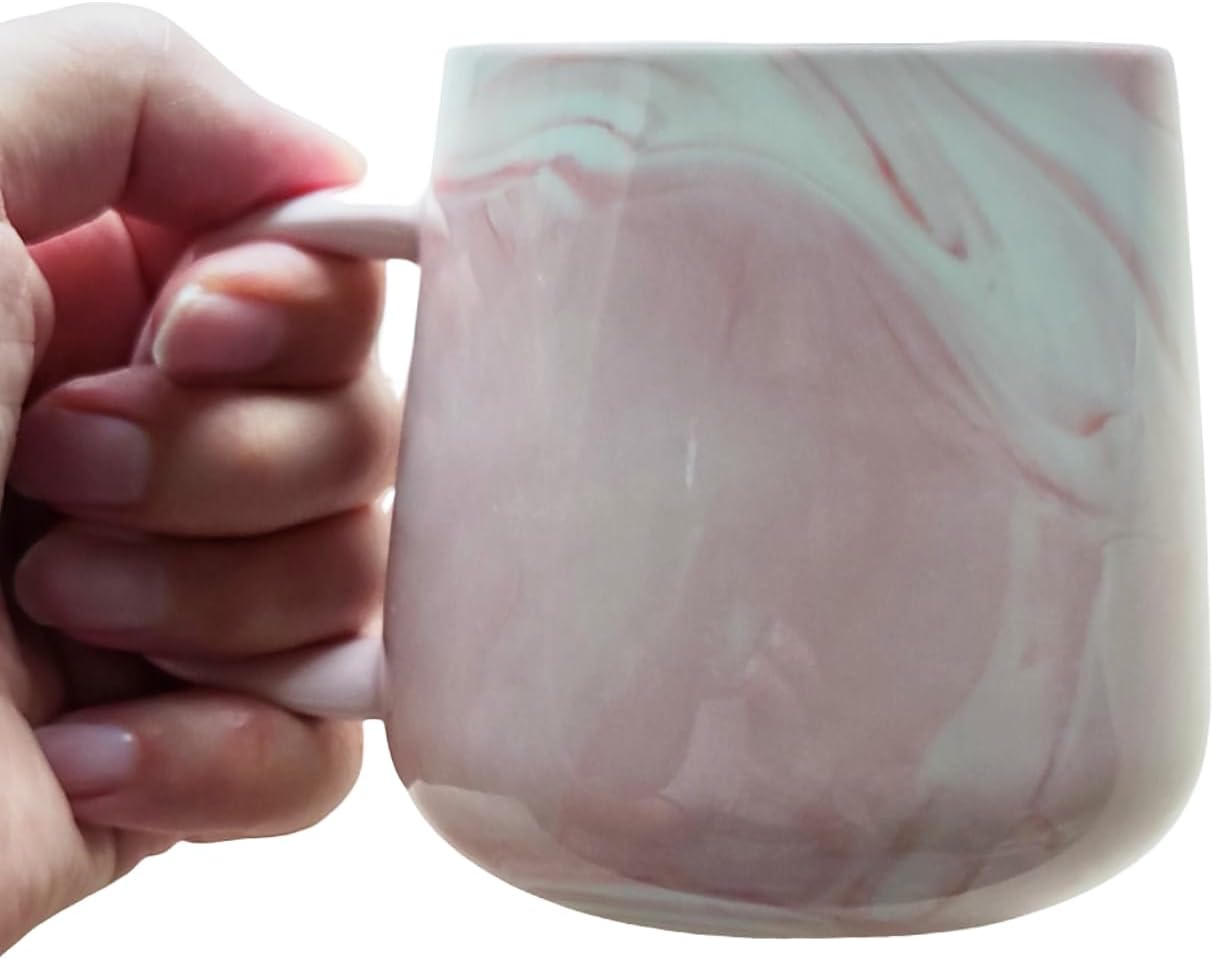 Ceramic Coffee Mug, Pink Marble Pattern Coffee Cups 12 Oz, Aesthetic Stoneware Cups, Coffee Mugs For Women, Dishwasher Safe, Microwave Safe