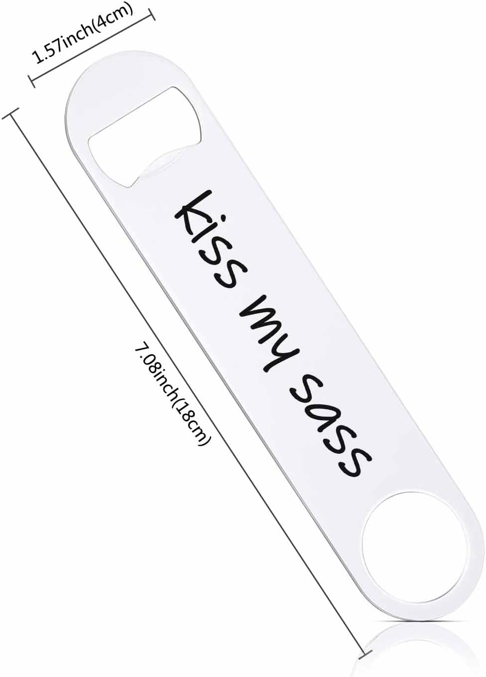 Funny Saying Stainless Steel Bottle Opener Kiss My Sass Flat Beer Bottle Opener Keychain for Home Kitchen Bar Restaurant Party Birthday Gift