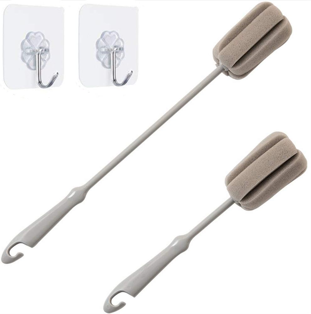 Brush Bottle 2 Pack 1 Long 1 Short Cleaning Brush Wine Glass Sponge 2 Pack Traceless Hook