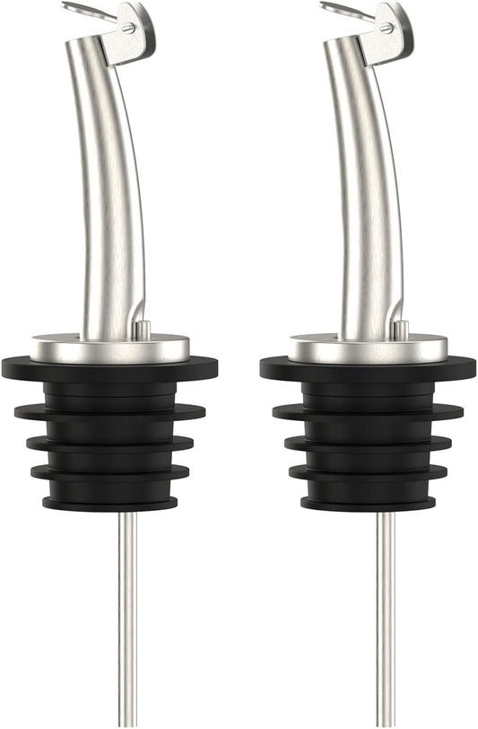 Axe Sickle 2 Pcs Oil Spout Liquor Bottle Pourer Spouts Stainless Steel Speed Pour Spouts Olive Oil Dispenser Spout for About 3/4" Bottle Mouth, with Flip Top