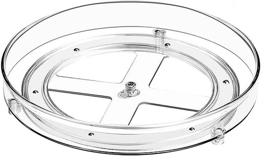 9.25 Inch Lazy Susan Turntable, Clear Plastic Spinning Organizer for Cabinet, Fridge, 360° Rotation, Easy to Clean, Kitchen, Bathroom, Vanity Countertop Storage Solution (Clear, 9.25inch 1 Tier)