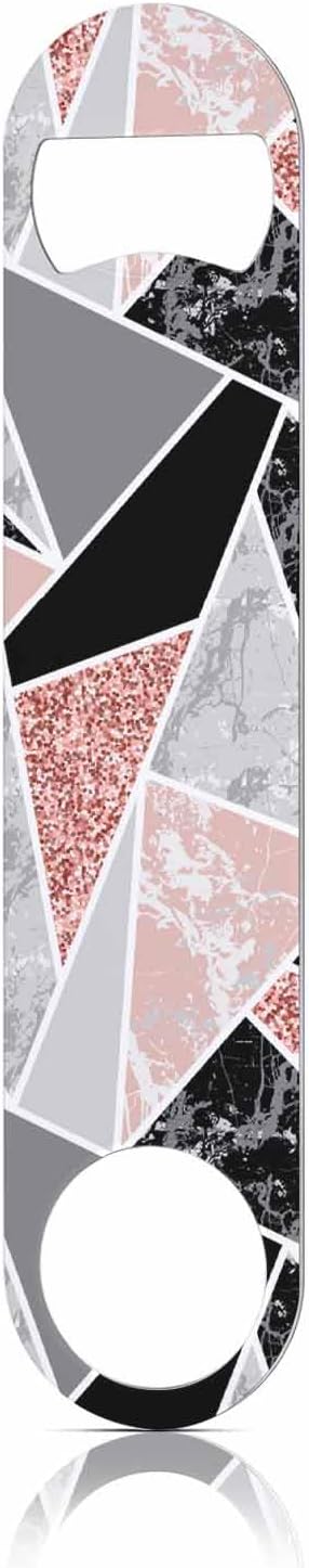 Marble Stainless Steel Bottle Opener Geometric Shapes Marble Black Grey Pink Triangle Fashion Simple Style Flat Beer Bottle Opener Keychain for Home Kitchen Bar Restaurant Party Birthday Gift