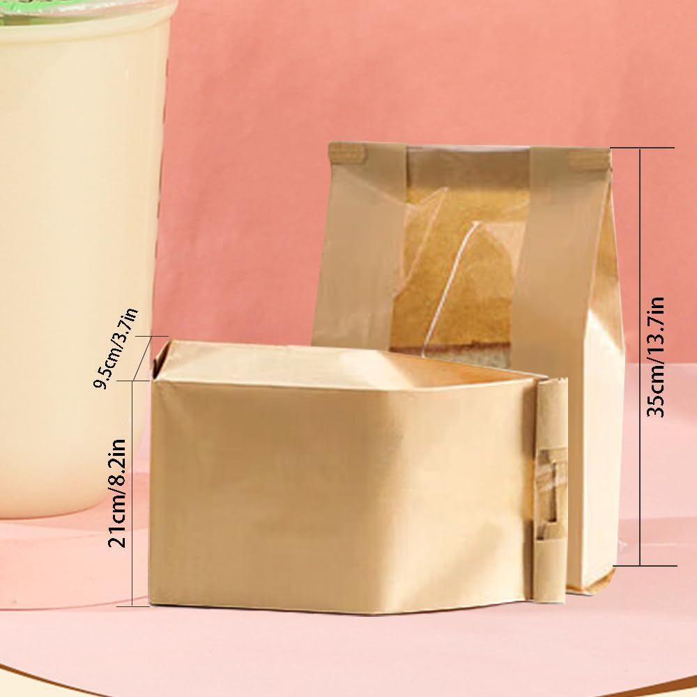30 Pack Paper Bread Bags 13 x 8.3 x 3.5-inch Bakery Kraft Sourdough Loaf Baked Storage Bags for Homemade Bread Cookie Treat