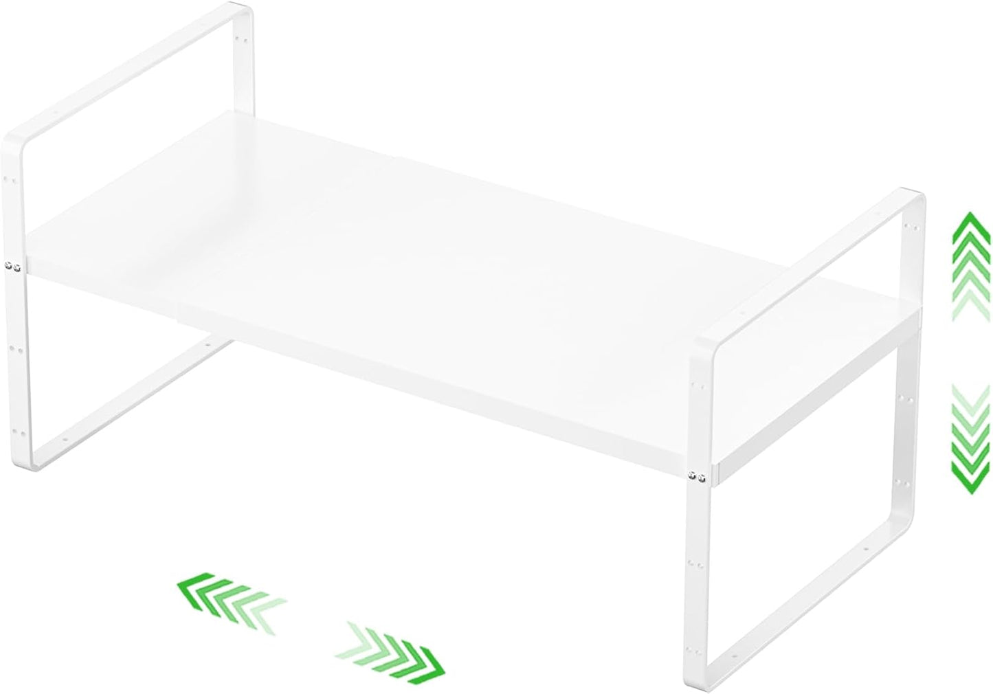 Expandable Cabinet Storage Shelf Stackable Organizer Rack for Kitchen Bathroom Pantry Spice Cupboard Countertop Home Office Desk Heavy Duty Nonslip White Large 1 Pack