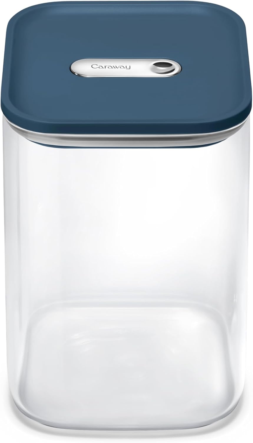 Caraway 4qt Glass Airtight Food Storage Container with Lid – Non-Toxic, BPA-Free Kitchen Storage Container – Stackable, Space-Saving Airtight Container for Dry Goods and More - Navy