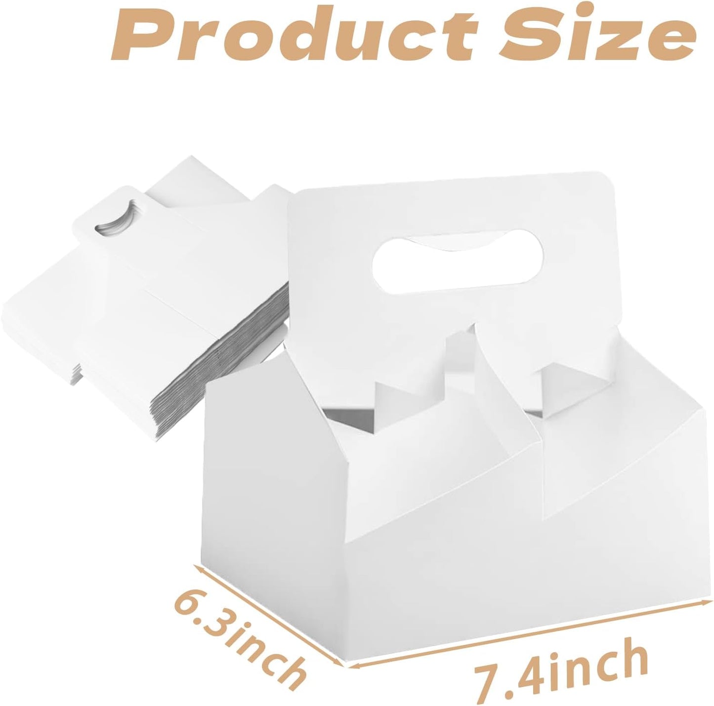 Kraft Paperboard 4-Cup Drink Carrier with Handle, 12-30 oz Coffee Cup Holder, Takeout Beverage Delivery, 15-Pack(Without Cups)