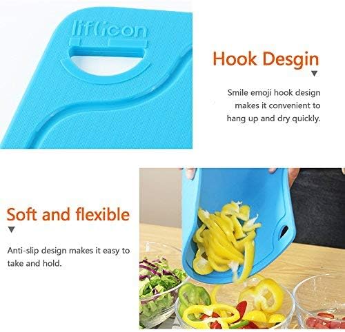 Thick Cutting Boards for Kitchen Silicone Chopping Board Set of 2 Mid 12.6'' x 9.1”,Mini 9.1”x7.1” Non-slip Deep Drip Juice Groove Easy Grip Handle,Dishwasher Safe-Orange