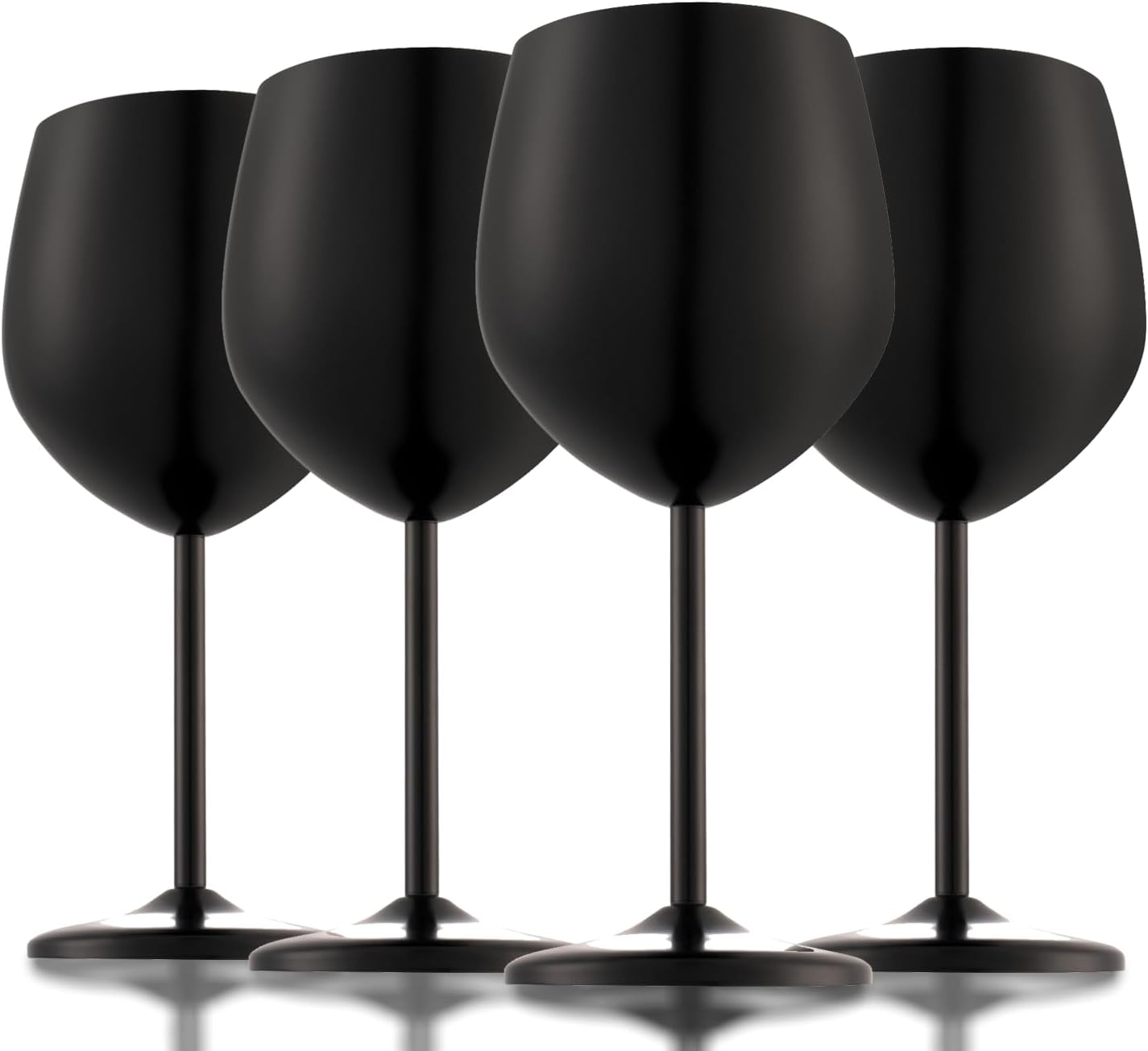 Stainless Steel Wine Glasses Set of 4 Unbreakable Wine Glass 18 oz Unique Metal Wine Goblets for Outdoor, Travel, Camping, Pool, Ideal Gift for Wine Lovers (Matte-Black)