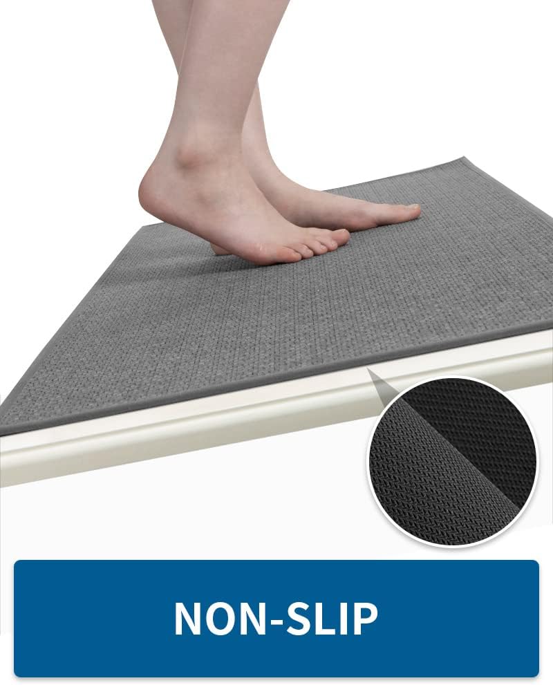 Kitchen Rugs and Mats Non Skid Washable, Absorbent Runner Rugs for Kitchen, Front of Sink, Kitchen Mats for Floor(Dark Grey, 20"x47")