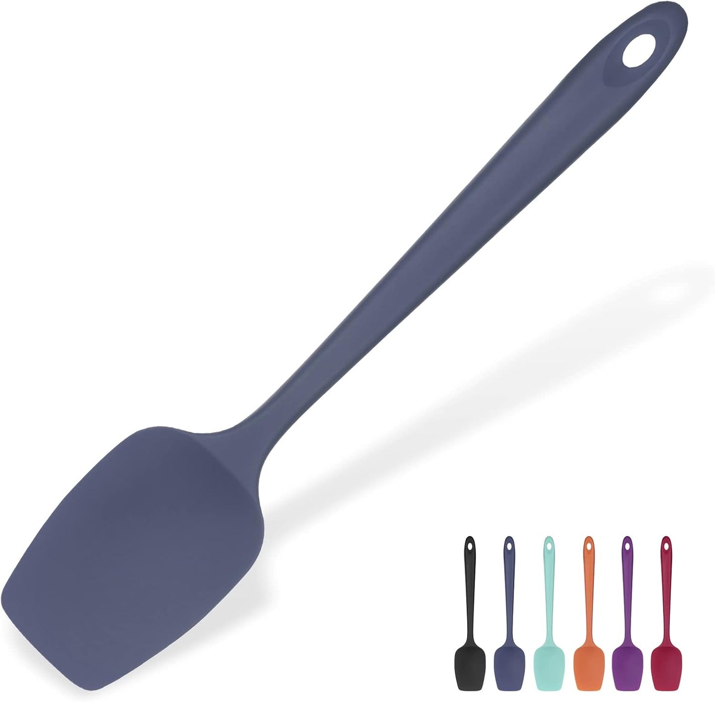 Heat Resistant Silicone Spoon Spatula: U-Taste 600ºF High Heat Flexible 11.38in Silicon Mixing Stirring Cooking Scraping Baking Bowl Scraper Seamless Spreader for Nonstick Cookware (Midnight Blue)