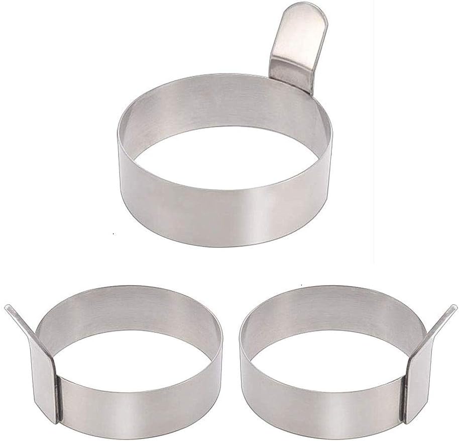 Egg Ring,3 Inch Stainless Steel Omelet Mold Pancake Ring Metal Kitchen Cooking Tool (3 Pack)
