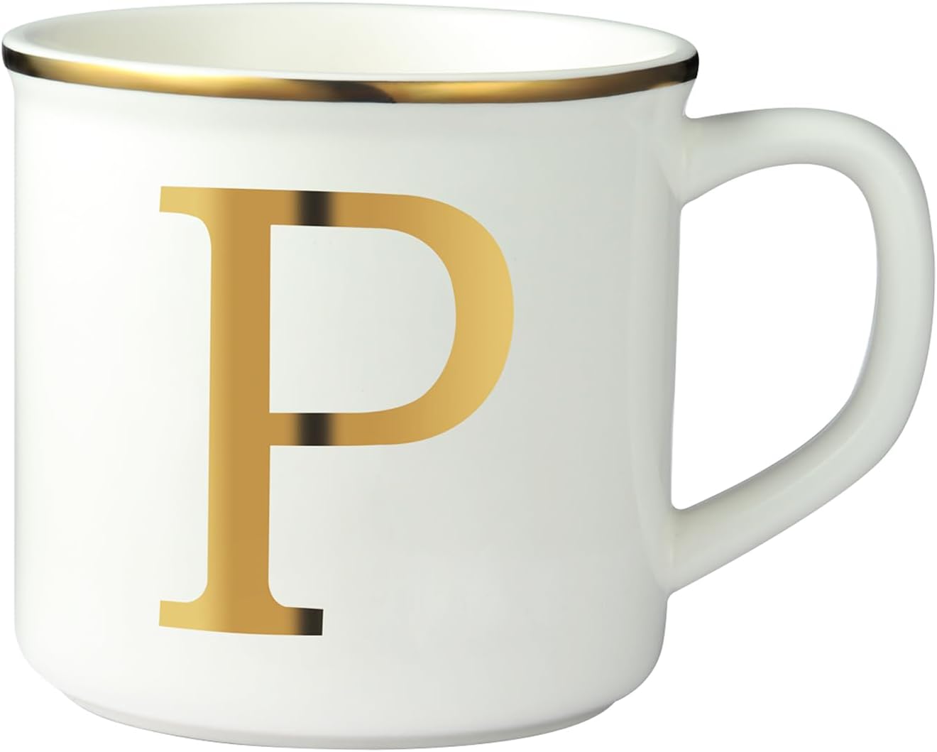 Miicol Ceramic Coffee Mug 16 oz, Monogram Coffee Cup, Golden Initial Tea Mug, Personalized Tea Cup, Unique Gift, Large Mug for Home, Office, Letter P