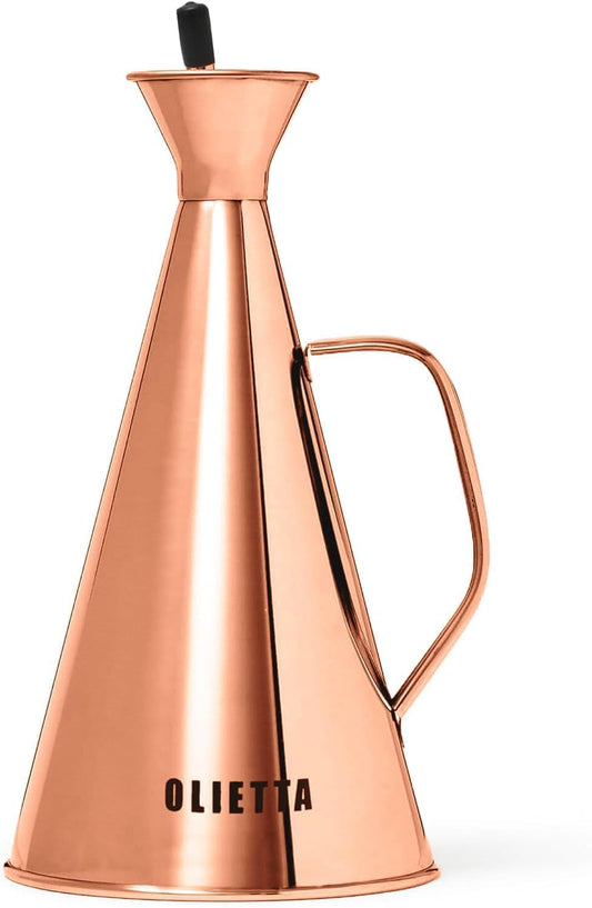Olive Oil Dispenser Bottle Copper Stainless Steel Non Drip Leak Proof No Mess Vinegar Pourer & Kitchen Drizzler 25 oz 750ML 0.75 Litre Great for Pouring & Drizzling Easy to Clean & Leakproof