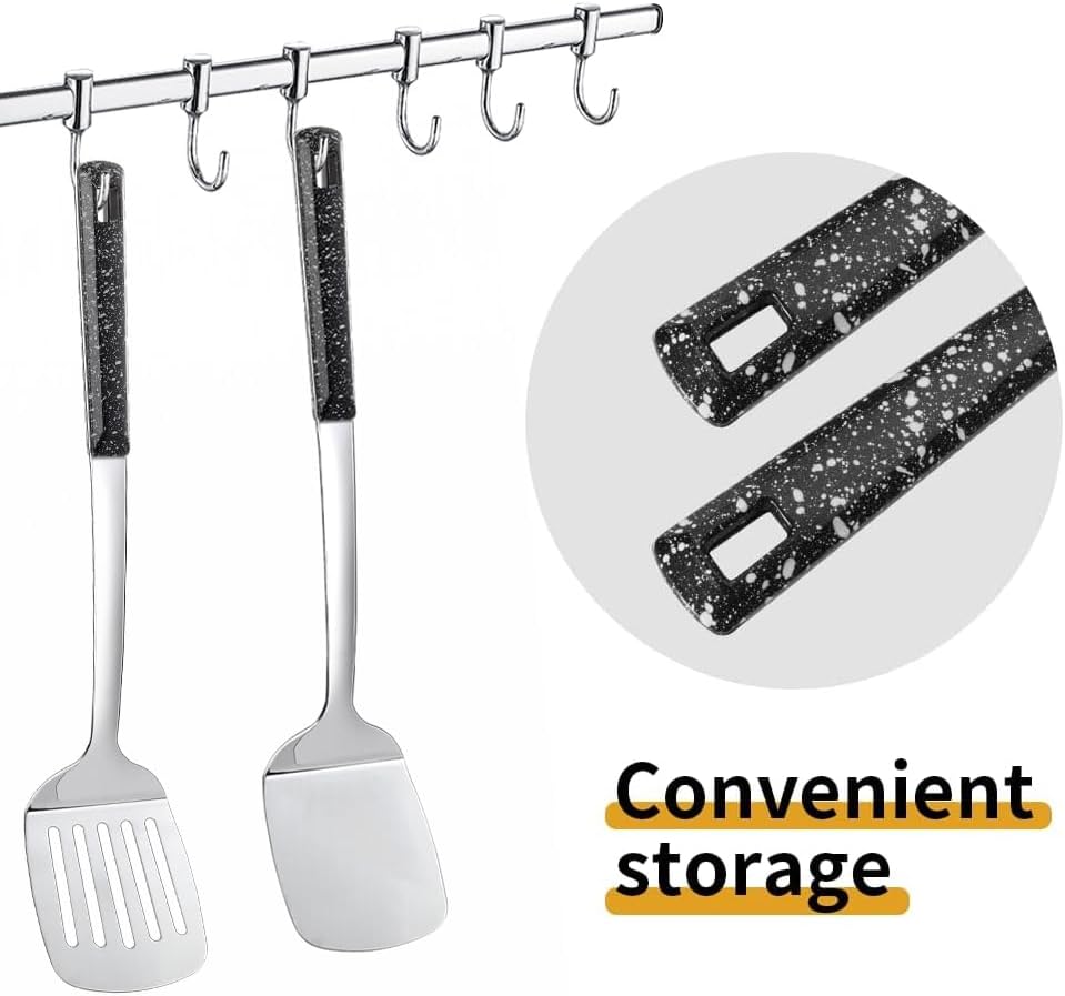 14.4-in 2 Pack metal spatula set, kitchen utensils, cooking utensils,Turner, Slotted Kitchen Spatulas Stainless Steel, Cooking Utensils, Ideal Cookware for Fish, Eggs, Pancakes