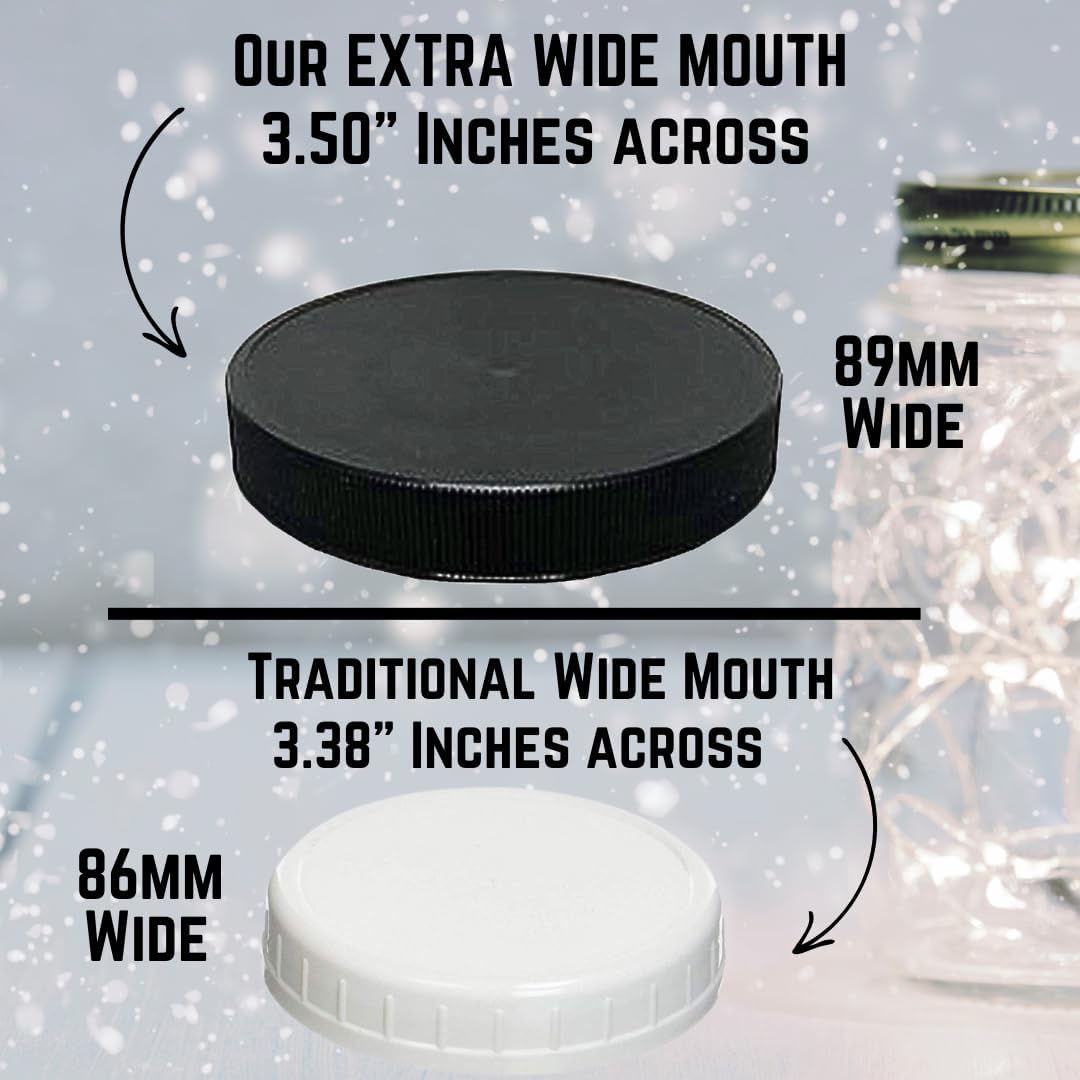 Jarming Collections Mason Jars - 32 Oz Glass Extra Wide Mouth Quart Storage Jars with Lids - BPA Free Plastic Lids - Made in USA (Set of 2)