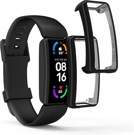 kwmobile Case Compatible with Fitbit Inspire 3 / Inspire 2 / Ace 3 Case - 2X TPU Silicone Fitness Tracker Cover - Black/Grey
