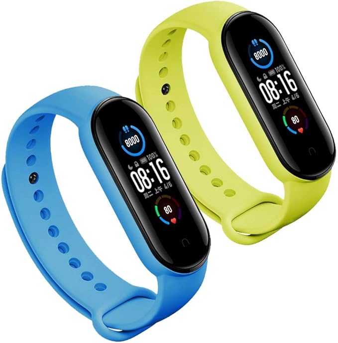 LeongLzt(4/5/8 PACK) Xiaomi Mi 5/6/7 Strap/Amazfit Band 5/6 Replacement Bands for Mi Band 5/6/7 SmartWatch Bands & Amazfit Band 5/6, Skin-Friendly Soft & Flexible Silicone Straps for Male and Female