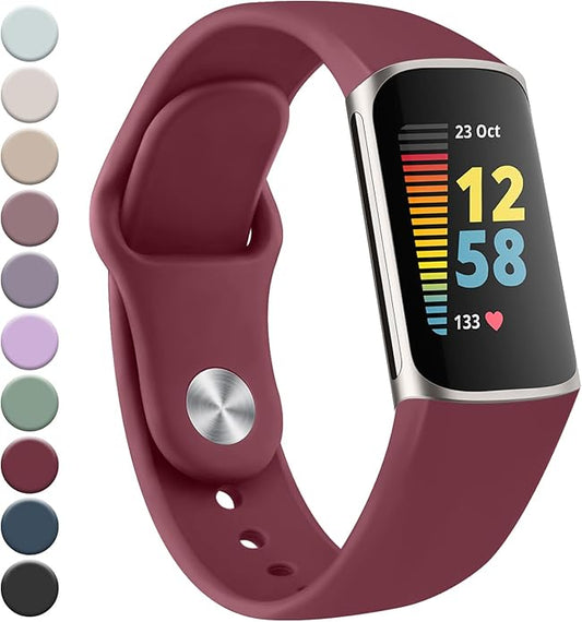 Meliya Compatible with Fitbit Charge 5 Bands Men Women, Sport Band Soft Silicone Waterproof Wristbands Replacement Strap for Fitbit Charge 5 Advanced Fitness Tracker