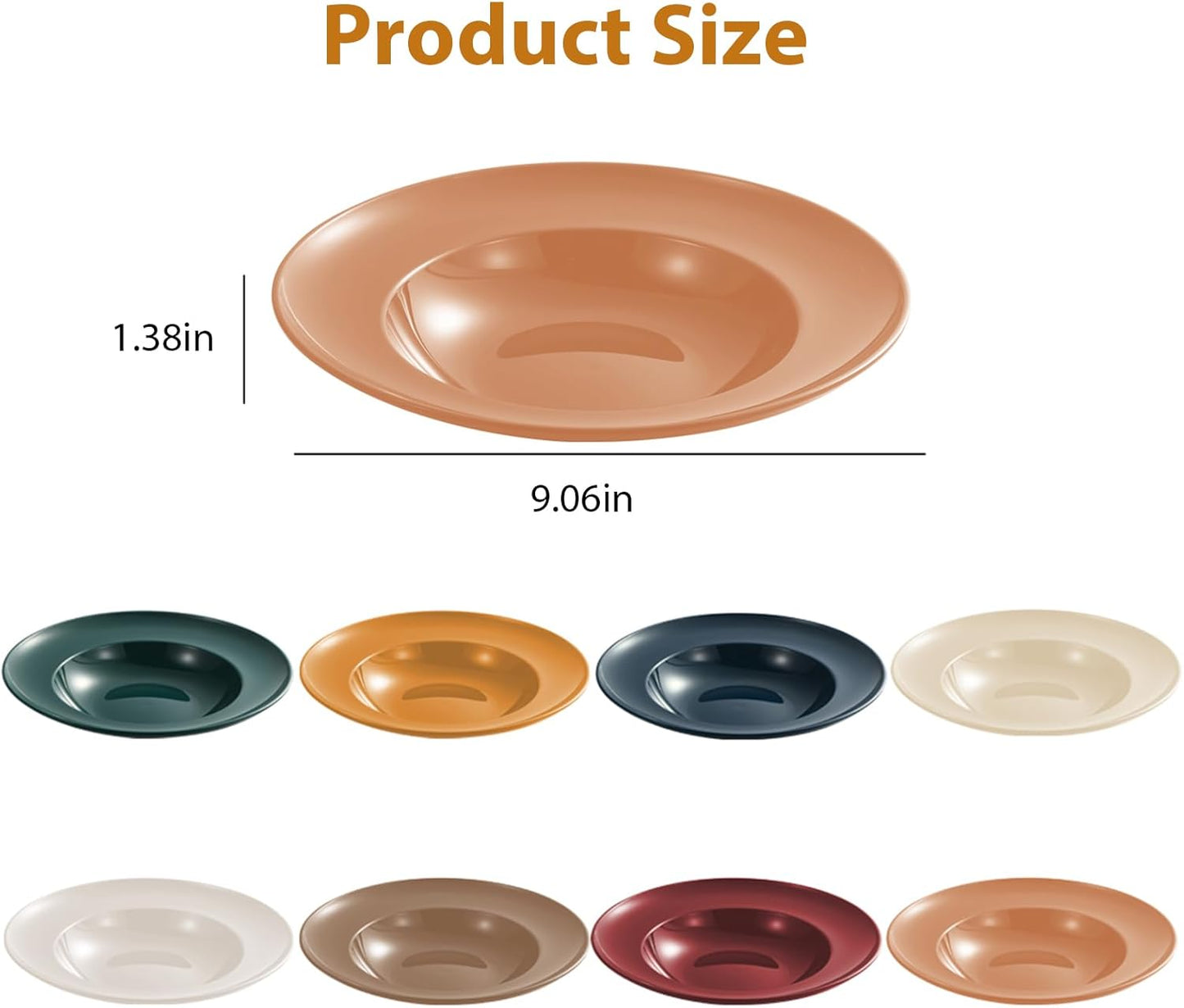 Pasta Bowls, 8 PCS Large Salad Serving Bowls, 9 inch White Soup Bowls, Pasta Bowls Set of 4, Rimmed Deep Pasta Plates, Wide and Shallow Bowls for Dinner, Microwave Dishwasher Safe