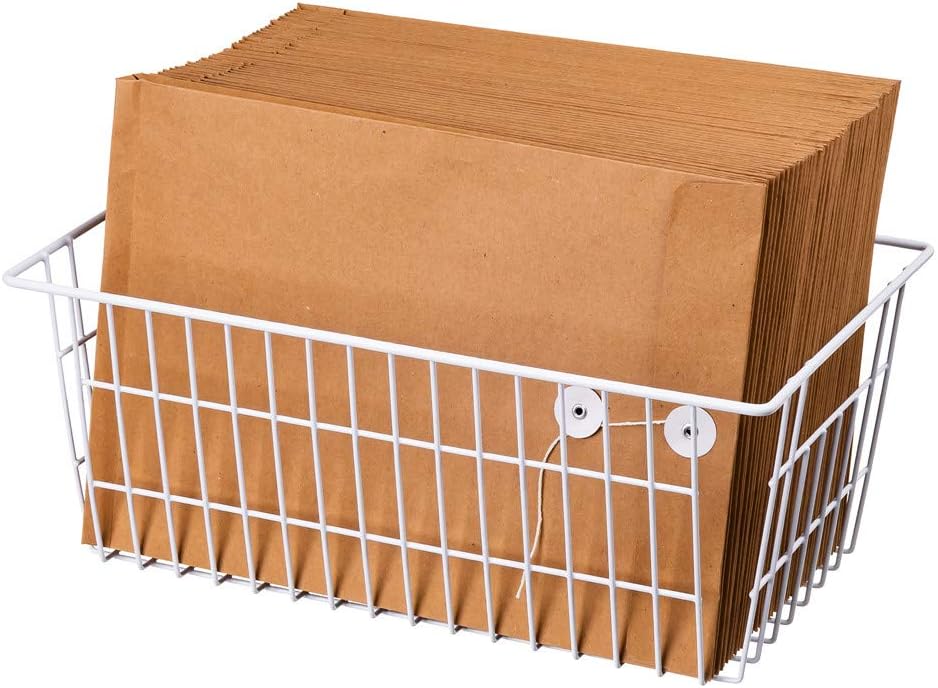 SANNO Freezer Baskets, Pantrty Storage Bins, Farmhouse Metal Wire Organizer for Kitchen Pantry Organizer 14"x11"x6"