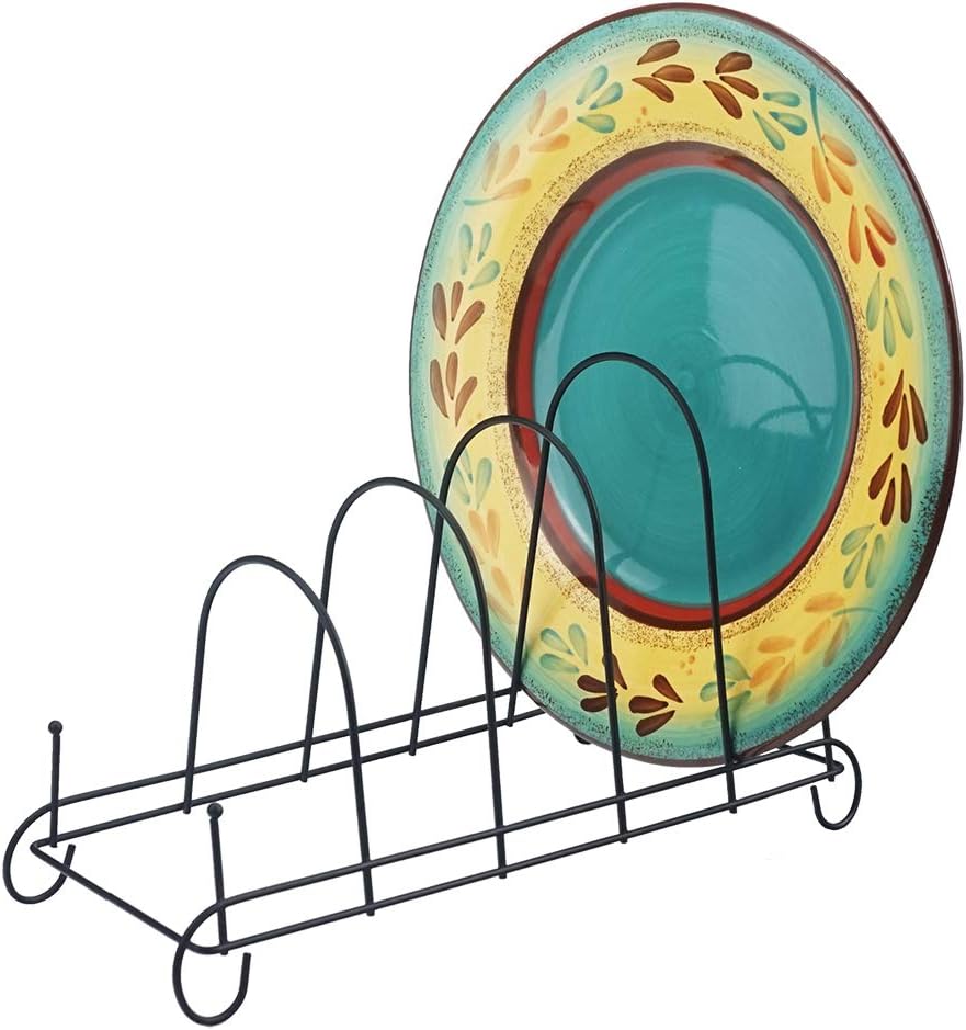 Artliving 5-Tier Metal Scrollwork Dish Rack Plate Rack Display Stand Holder Cabinet Organizer Set of 2