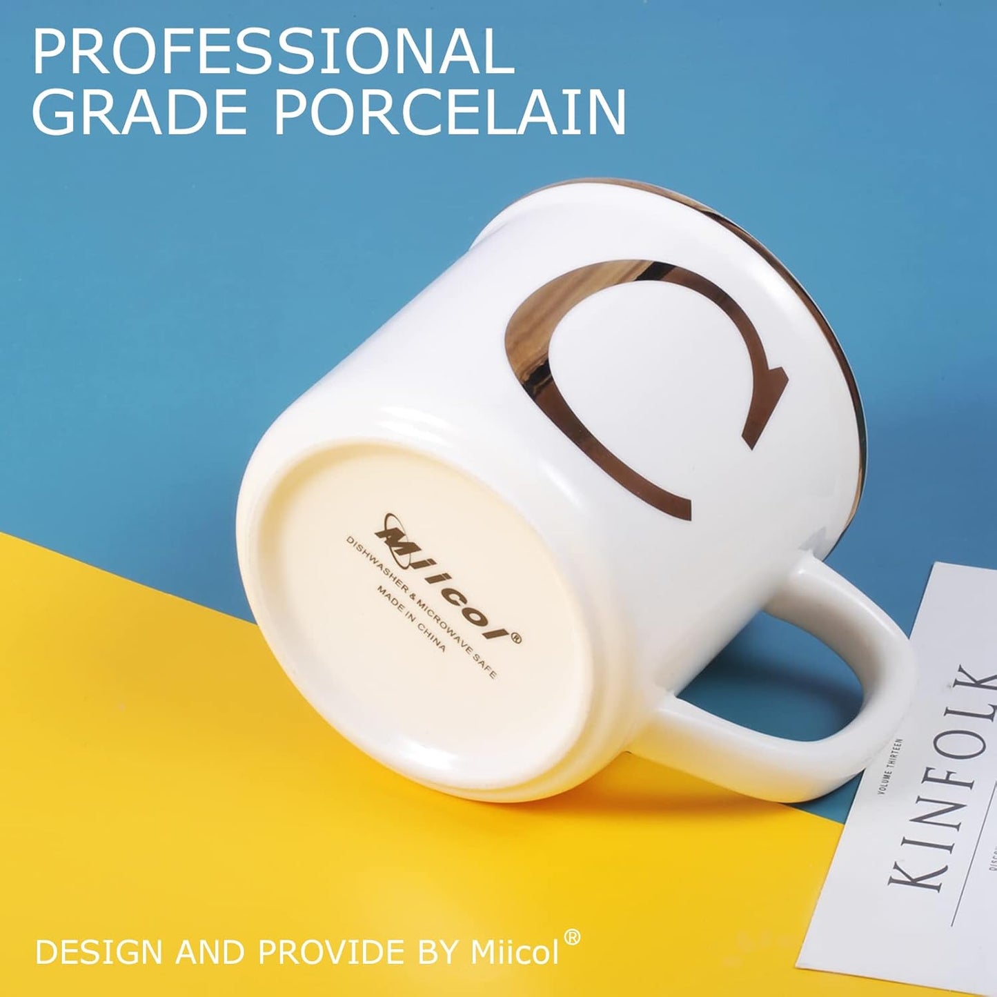 Miicol Ceramic Coffee Mug 16 oz, Monogram Coffee Cup, Golden Initial Tea Mug, Personalized Tea Cup, Unique Gift, Large Mug for Home, Office, Letter C