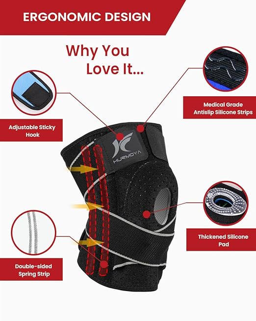 Knee Brace for Women & Men Meniscus Tear, Knee Pain Relief, Arthritis,2 Straps Compression, Side Stabilizers, Patella Gel Pads Knee Support (Gray, Small)