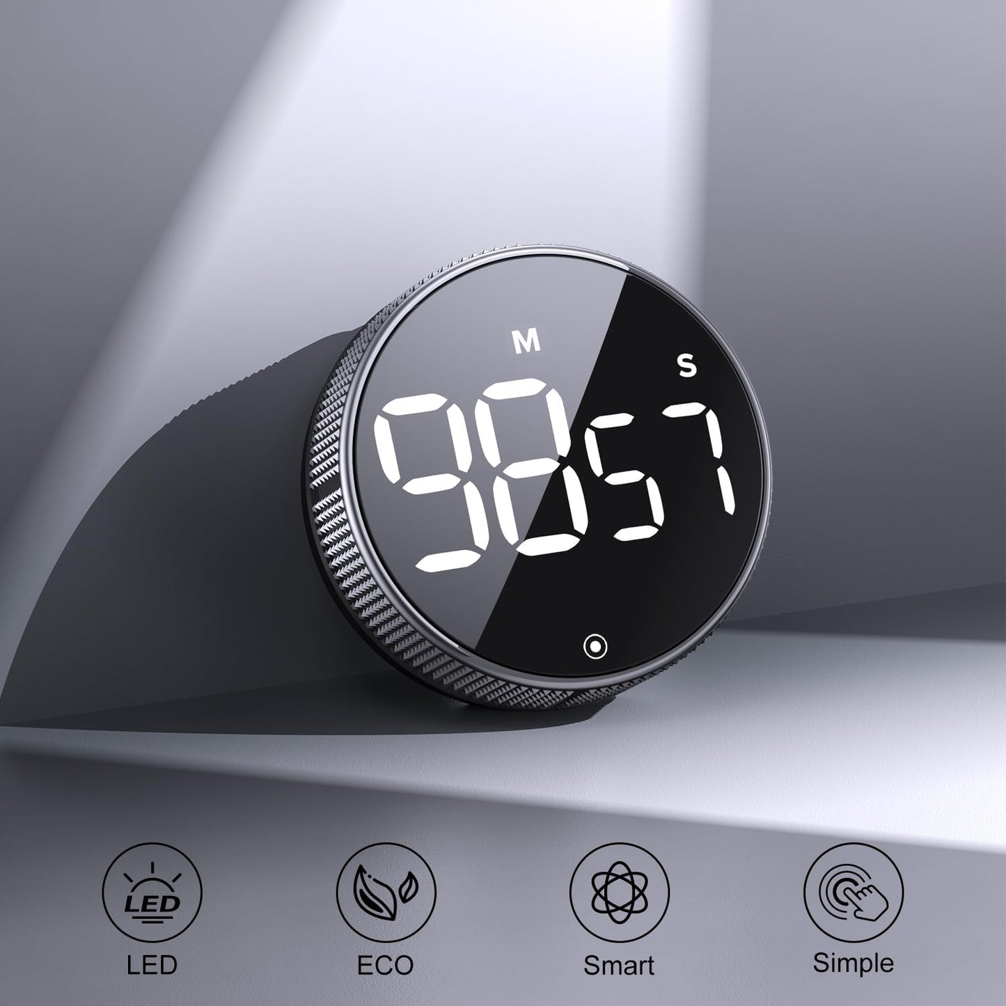 BlueSnail Kitchen Timer with LED Digital Display Smart Efficana for Home Classroom Gym Office, Volume and Brightness Adjustable Productivity Timer (Silvery)
