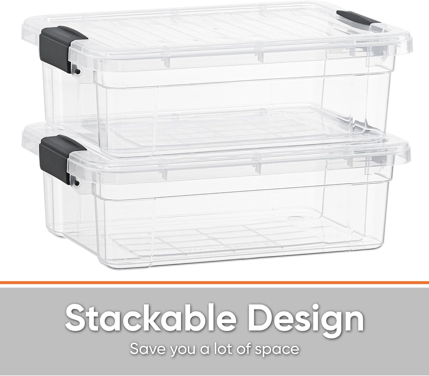 Superio Clear Storage Boxes with Lids, 4.5 Quart Plastic Container Bins for Organizing, Stackable Crates, BPA Free, Non Toxic, Odor Free, Organizers for Home, Office, School, and Dorm