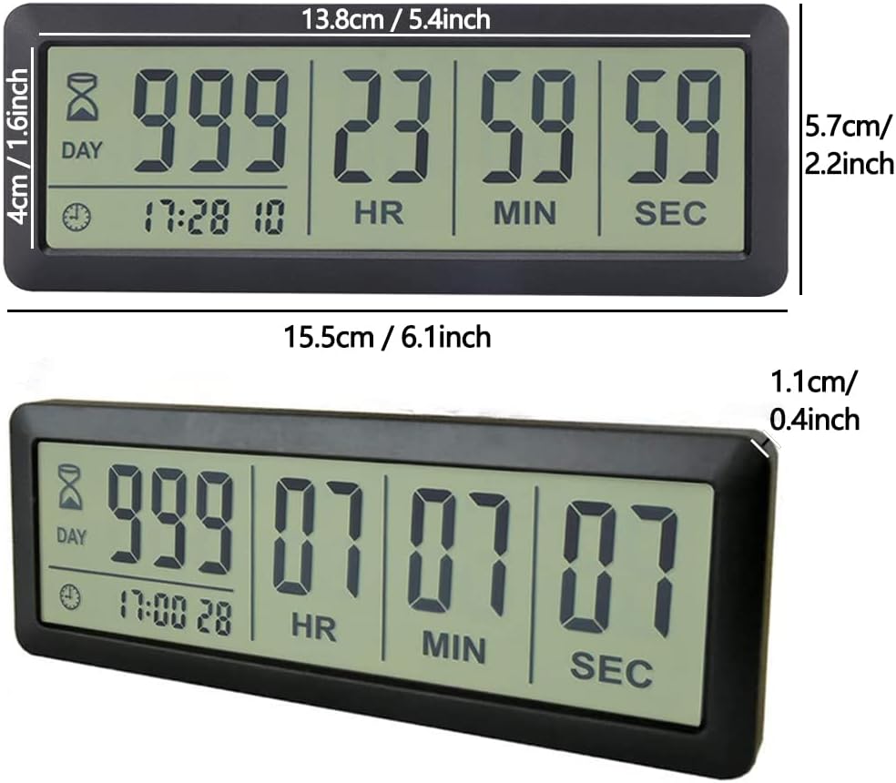 FCXJTU Digital Countdown Days Timer Clock - White Upgraded Big 999 Days Count Down Clock with Bracket Strong Magnetic Back for Retirement Wedding Vacation Birthday Holidays (999Day)