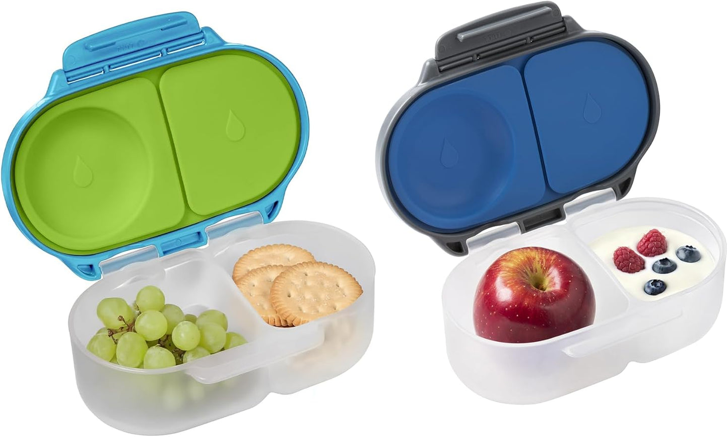 b.box Snack Box (2-pack) Reusable Snack Containers with Lids – Bento Box for Kids & Toddlers, Leakproof Lunch Box, BPA-Free and Dishwasher Safe Snack Container (O'Breeze + Blue Slate, 1 3/4 Cup)