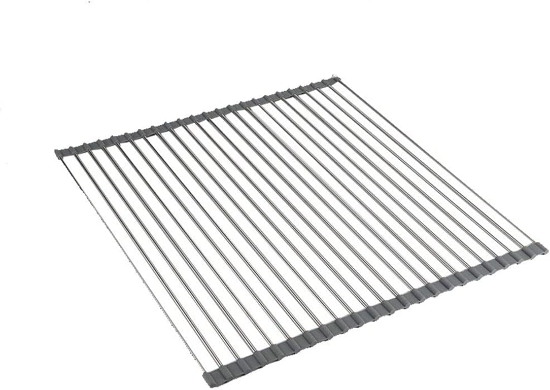 Ahyuan Roll up Dish Drying Rack Over The Sink Kitchen Roll up Sink Drying Rack Portable Dish Drainer Foldable Dish Drying Rack (Warm Gray, 20.5''X16.9'')