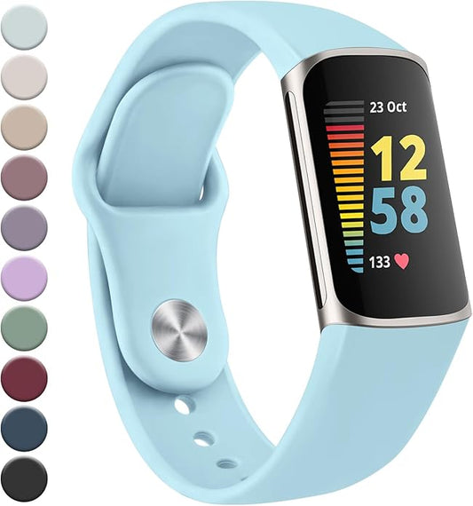 Meliya Compatible with Fitbit Charge 5 Bands Men Women, Sport Band Soft Silicone Waterproof Wristbands Replacement Strap for Fitbit Charge 5 Advanced Fitness Tracker