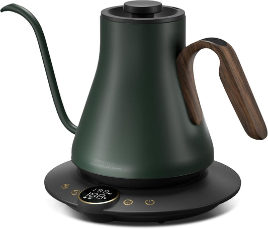 Electric Kettles, INTASTING Gooseneck Electric Kettle, ±1℉ Temperature Control, Stainless Steel Inner, Quick Heating, for Pour Over Coffee, Brew Tea, Boil Hot Water, 0.9L (Forest Green)