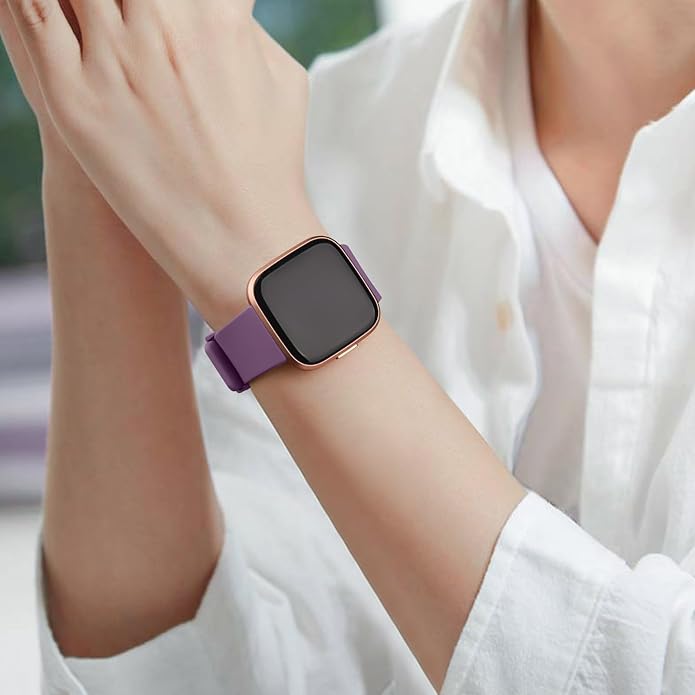 3 Pack Sport Bands Compatible with Fitbit Versa Bands, Classic Soft Sport Replacement Wristbands for Fitbit Versa 2 Smart Watch Women Men