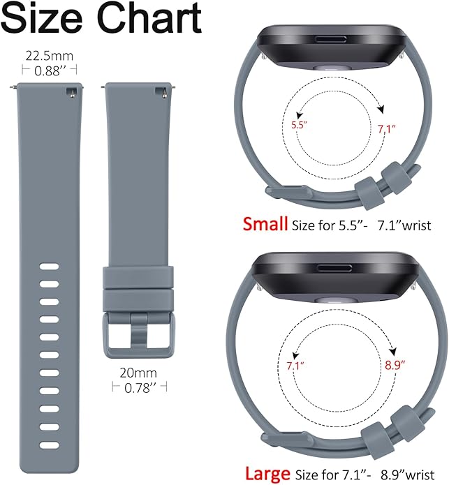 3 Pack Sport Bands Compatible with Fitbit Versa Bands, Classic Soft Sport Replacement Wristbands for Fitbit Versa 2 Smart Watch Women Men