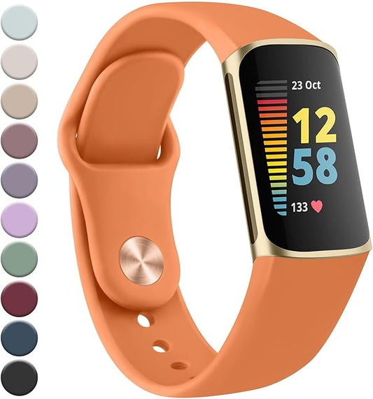 Meliya Compatible with Fitbit Charge 5 Bands Men Women, Sport Band Soft Silicone Waterproof Wristbands Replacement Strap for Fitbit Charge 5 Advanced Fitness Tracker