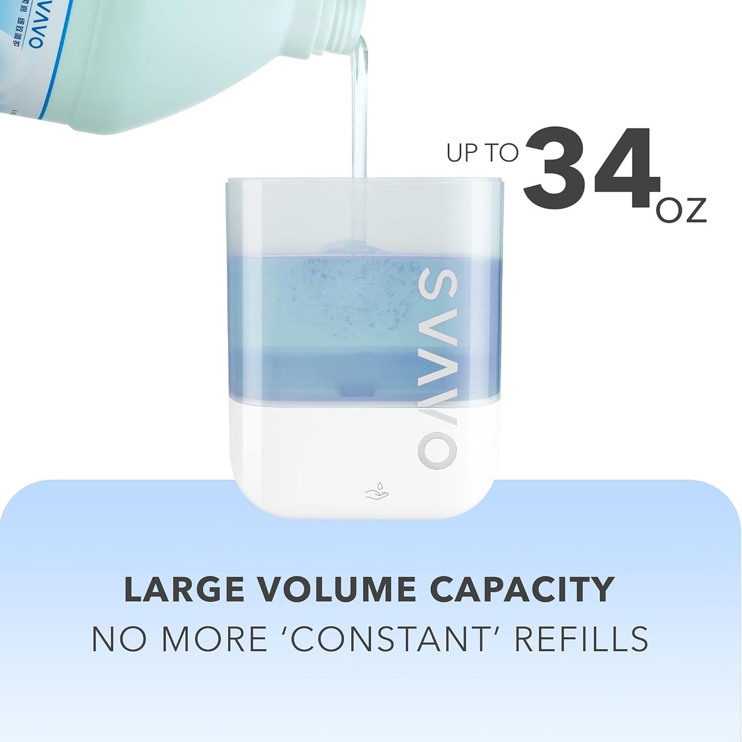 SVAVO 34oz / 1000ml Automatic Soap Dispenser Hand Sanitizer Dispenser Wall Mount, Touchless Electric Sensor Pump Battery Operated for Offices Home Kitchen Bathroom Hotel Restaurant Commercial