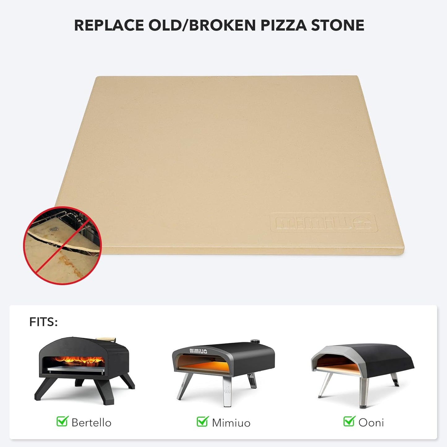 Pizza Stone for Oven and BBQ Grill, 13 inch Square Bread Baking Stone, Heavy Duty Large Ceramic Pizza Pan for Baking Pie Cookie and Cheese