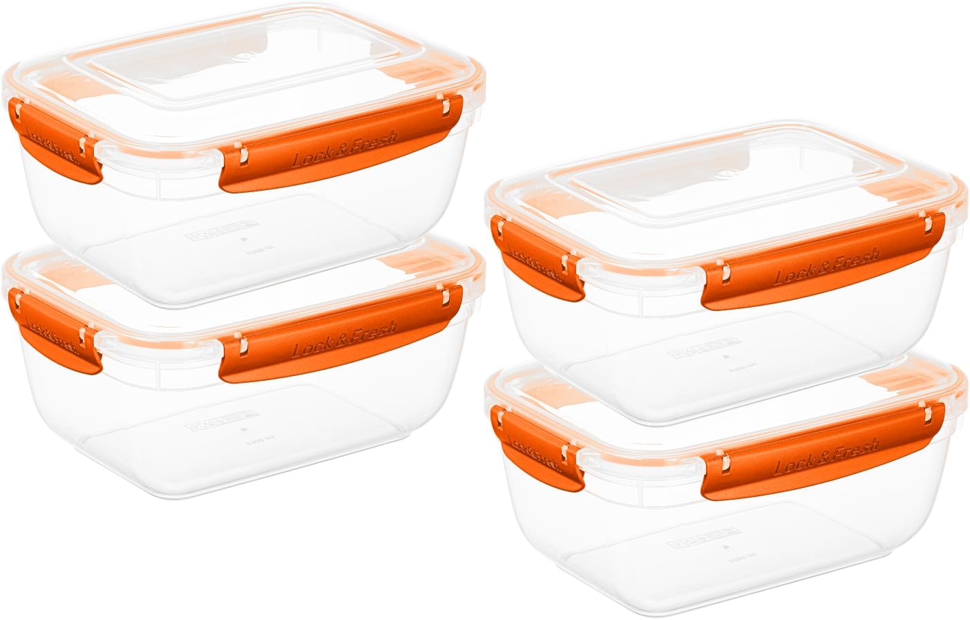 Superio Plastic Food Storage Containers with Airtight Lids, 4 Pack- 80 Oz, BPA Free, Leakproof, Stackable, Microwave, Dishwasher, Freezer Safe, Orange