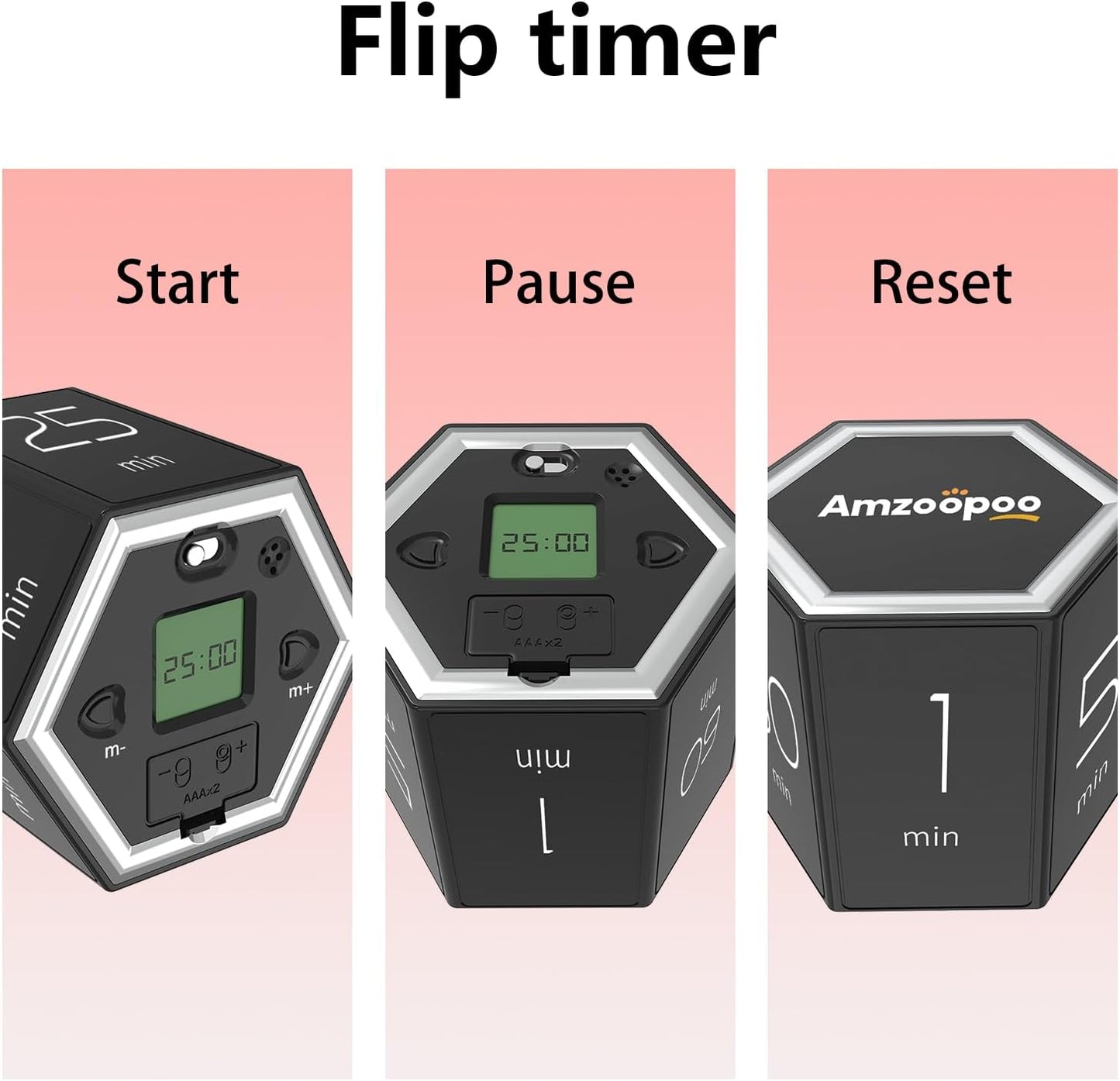 Timer,kitchen timers,magnetic digital visual pomodoro cube countdown timer,1,5,10,25,30,60 min desk productivity flip timers for classroom cooking baking fitness study,easy for seniors & kids