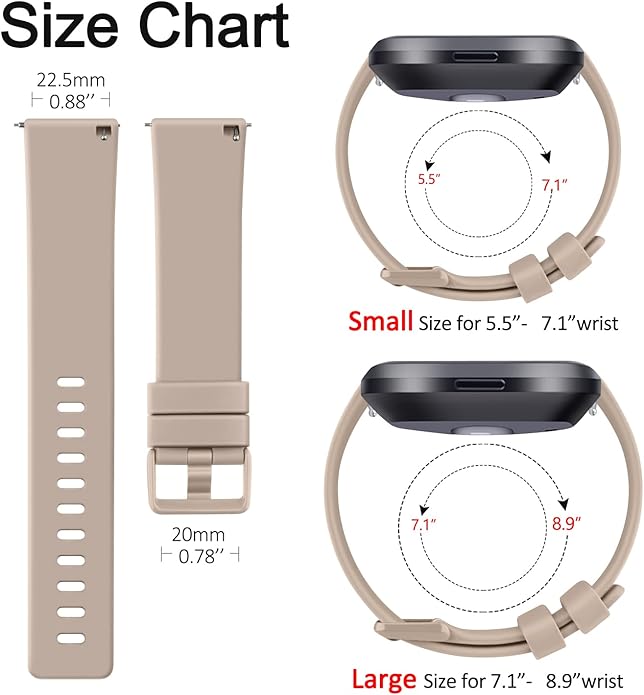 3 Pack Sport Bands Compatible with Fitbit Versa Bands, Classic Soft Sport Replacement Wristbands for Fitbit Versa 2 Smart Watch Women Men
